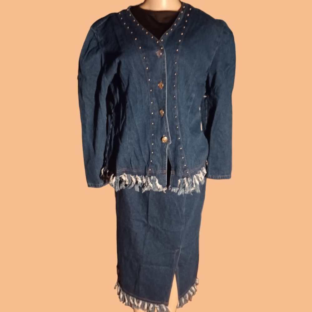 Vintage Rama of USA denim skirt set XL rare 1980s